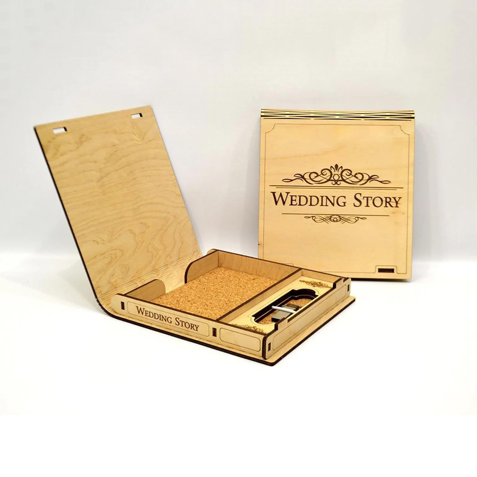 personalized wooden wedding memory box with usb storage