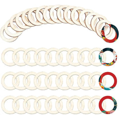 Cliths 30 Pcs Wood Rings MDF Round Cutouts for DIY Crafts, Pyrography, Christmas Ornaments, Home Decor