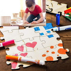 Cliths Set of 100 Blank Wooden Jigsaw Puzzles Square Pieces for DIY Crafts Interlocking Craft Puzzles