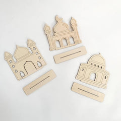 Cliths Set of 3 Paint Your Own Masjid DIY Wood Ramadan Eid Activity Muslim Craft Kit Eid Party Favor
