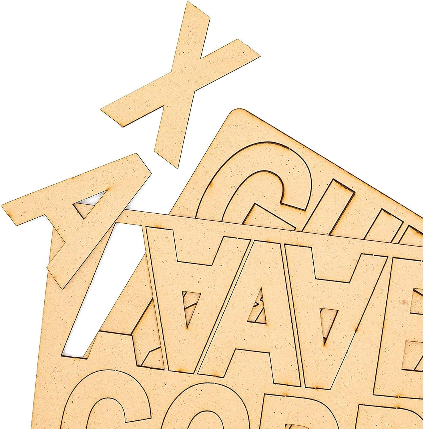 Wooden letters on a white background