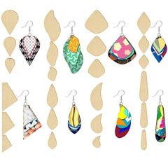 Cliths 24 Pcs Unfinished Wooden Earrings Blanks for DIY Craft MDF Pine Wood Dangle Earring Making Kit for Women, Girls, Friends, Gifts