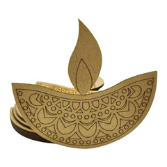 Cliths 12 Pcs Wooden Diya Shape Cutouts for Diwali DIY Crafts Home Decor Festive Rangoli MDF Diya Painting Activities Art Projects