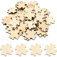 Cliths Pack of 40 Blank Wooden Puzzle Pieces MDF Craft Shapes DIY Home Decor & Party
