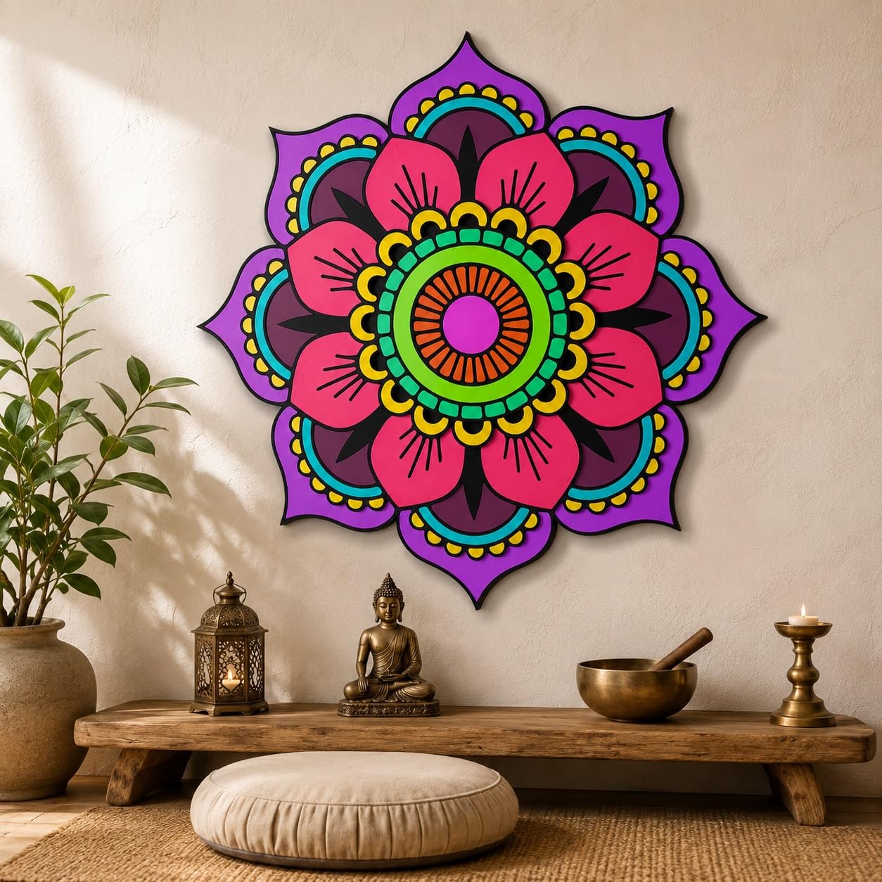 purple pink flower wall hanging decoration