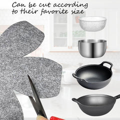 Cliths 6 Pcs Pot Protectors 3 Size Set for Stacking Cookware Anti-Slip Felt Dividers Protects Ceramic & Glass Pans Gray