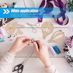 Hands working with decorative items on a wooden surface, with text about wide application.