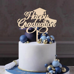 Cliths Happy Graduation Cake Topper Wooden Graduation Decor for College & School Parties, Congrats Cake Decoration