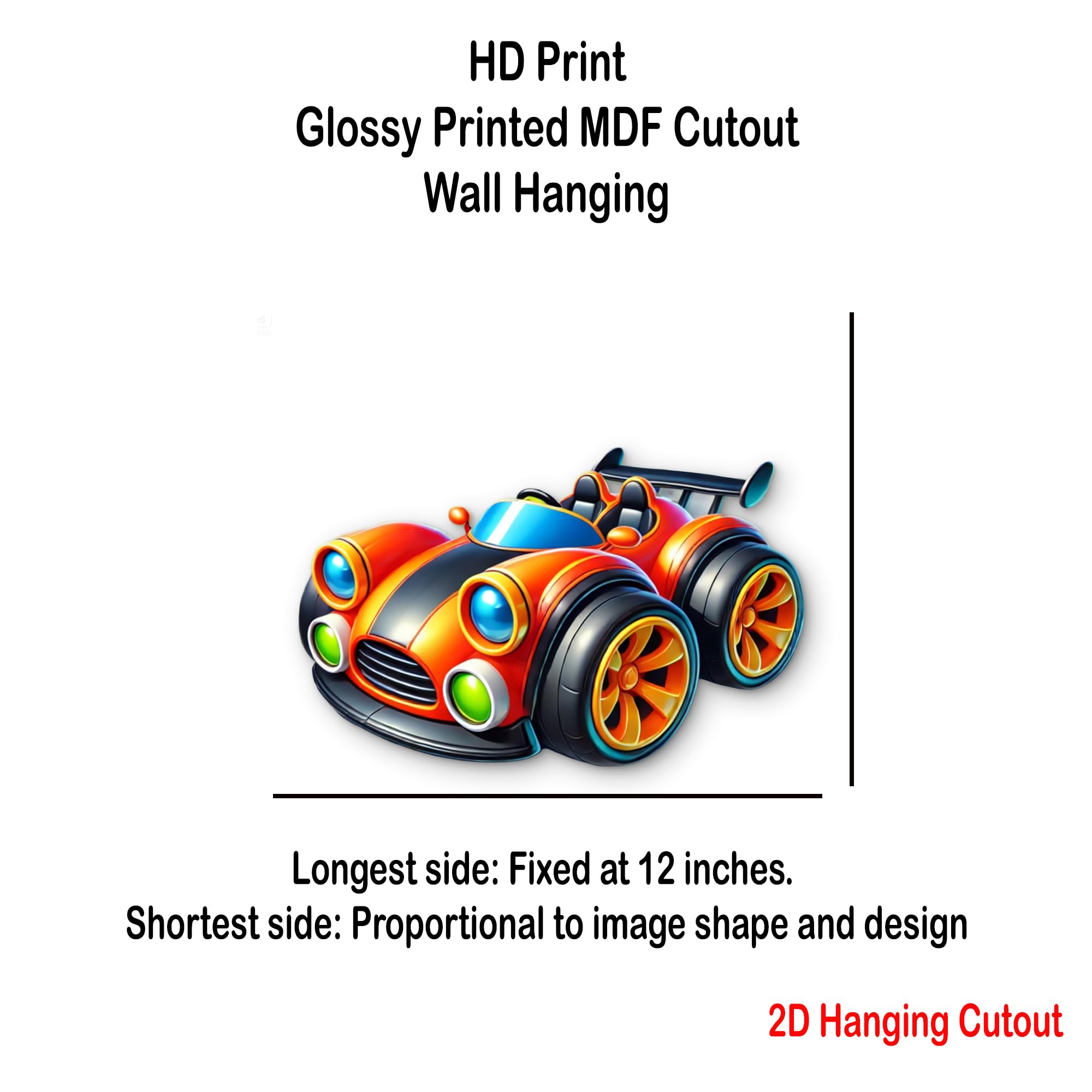 colorful 3d mdf race car wall decor for kids room