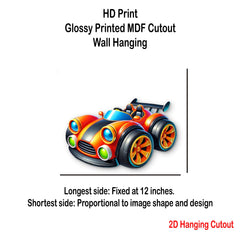 colorful 3d mdf race car wall decor for kids room