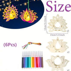 Unfinished wooden lotus lantern kit for Diwali crafting