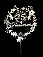 Cliths Wooden 25th Anniversary Cake Topper Rustic Wedding Anniversary Cake Decoration for Couple Silver Jubilee Party Decor Cake Accent for Dessert Table