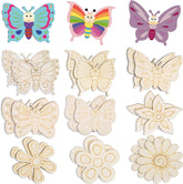 butterfly and flower craft wood pieces wooden ornaments for home decor diy paintable flower wood cutouts unfinished wood