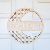 Cliths Eid Mubarak Door Hanger Sign Wooden Ramadan & Eid Decoration for Home Front Door Wall Festive Gift