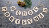 Wooden Christmas banner with 'Merry Christmas' on a rustic wooden background