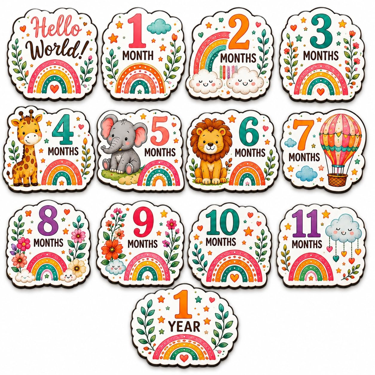 rainbow theme baby milestone cards