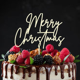 Cliths Rustic "Merry Christmas" Cake Topper Wooden Holiday Decor for Girls' Birthdays, Xmas Parties & Winter Weddings