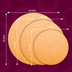 American Elm 3-Piece Art Board Set Pre-Marked MDF Circles for Mandala & Madhubani Art DIY Indian Craft Kit
