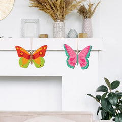 American Elm 10 Pcs Unfinished Wood Butterfly Ornaments DIY Craft Kit Round Discs for Hanging Decor