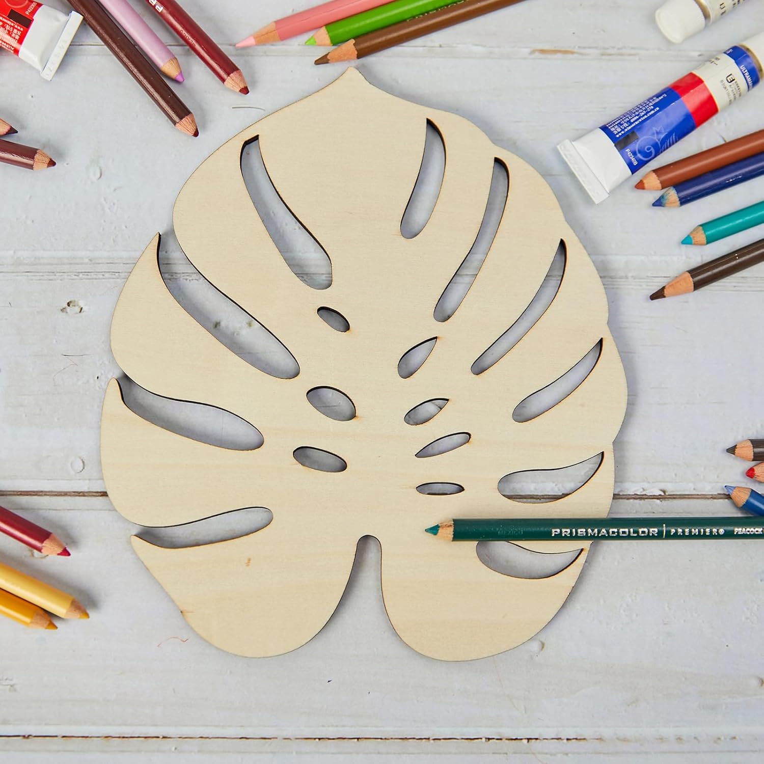 Boho tropical leaf wood shapes