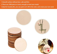 Stack of round wooden pieces with a reindeer design and 'Christmas' text on a white background.
