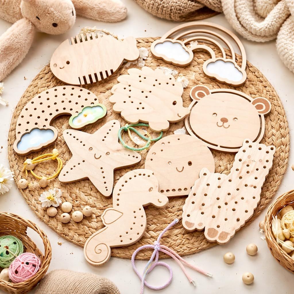 kids lace and thread learning toy