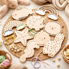 kids lace and thread learning toy