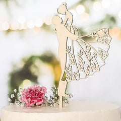 Cliths Wooden Bridal Couple Cake Topper Rustic Wedding Cake Decoration, MDF Topper for Couples