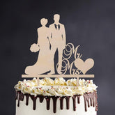 Cliths Wooden Wedding Cake Topper Mr & Mrs Rustic Bride & Groom, MDF Cake Insert for Wedding, Engagement Decor