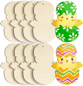 American Elm 10 Pcs Unfinished Wood Chicken Ornaments DIY Craft Kit Easter Decor Paintable Blanks MDF