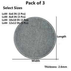 Cliths Pack of 3 Round Felt Basket Bases for DIY Crochet Baskets Eco Friendly Grey Felt