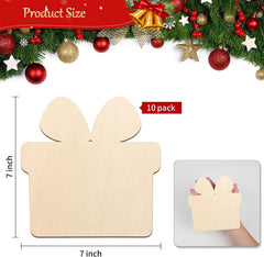American Elm 10 Pcs Unfinished Wood Gift Ornaments DIY Craft Kit Christmas Decor Paintable Blank MDF Neutral Beige