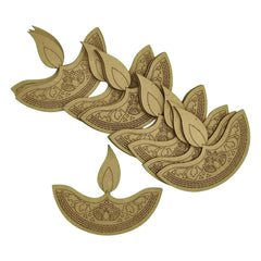 Cliths Pack of 12 Pre Marked Diya Cutouts for Diwali Decoration Easy to Colour and Paint DIY Craft Art and Craft Supplies (With Hole/Without hole)
