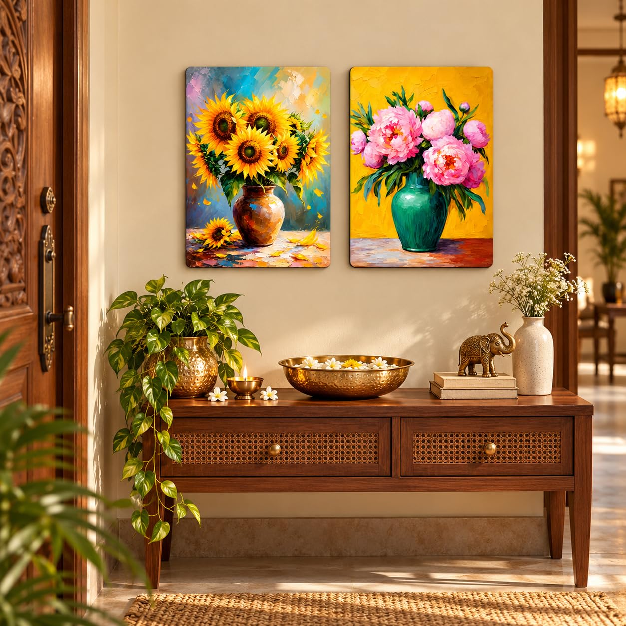 two piece floral wall decor for living room
