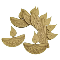 Cliths Pack of 12 Diya Cutouts for Diwali Decoration MDF Pre Marked Easy to Paint DIY Craft Art Hindu Festival Decor Kids Activity