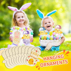 American Elm 10 Pcs Unfinished Wood Chicken Ornaments DIY Craft Kit Easter Decor Paintable Blanks MDF