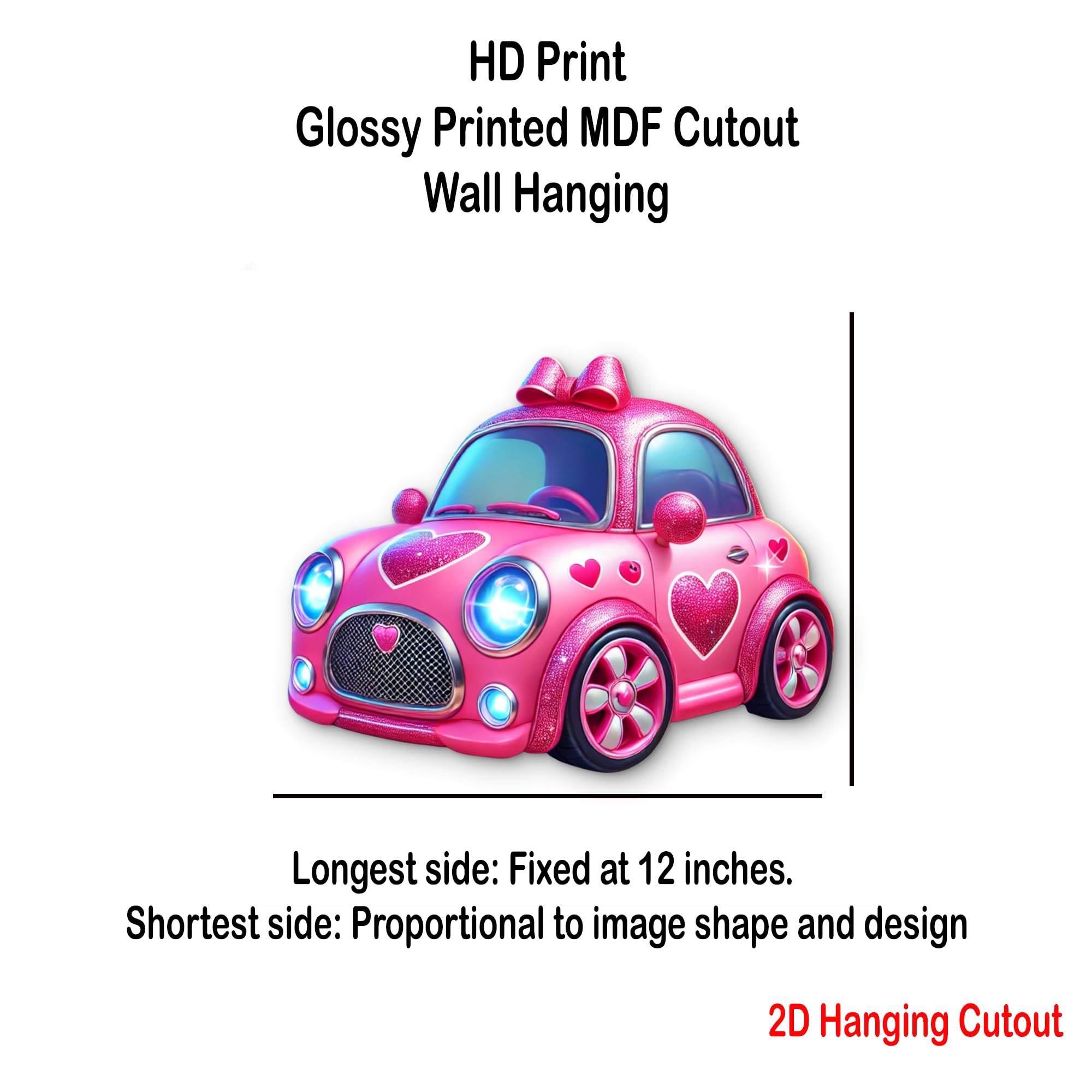 printed mdf animated toon car wall art for children's bedroom