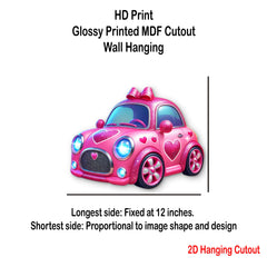 printed mdf animated toon car wall art for children's bedroom