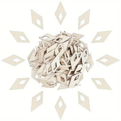 American Elm 52 Pack Rhombus Wooden Pendants Natural MDF Shapes for Jewelry Making, Earrings, Ornaments DIY Craft Blanks