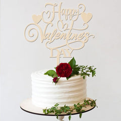 American Elm Happy Valentine's Day Cake Topper Pre Assembled Love Decor for Valentine's Romantic Cake Decorations MDF