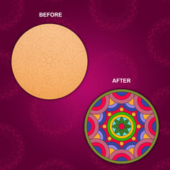 American Elm 3-Piece Art Board Set Pre-Marked MDF Circles for Lippan, Mandala & Art DIY Indian Craft Kit