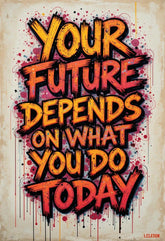Your Future Depends On What You Do Today Metal Print - 8x12 Inches Glossy Aluminum Quote for Office & Living Room - American Elm