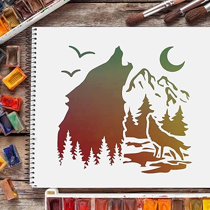 large wolf craft stencil