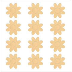 Sheet of beige flower-shaped stickers on a white background