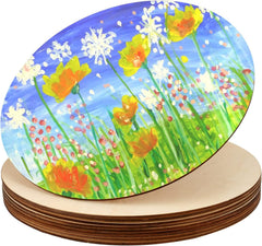 American Elm 12 Pack Round Wood Circles MDF Craft Discs for DIY Projects Painting & Home Decor