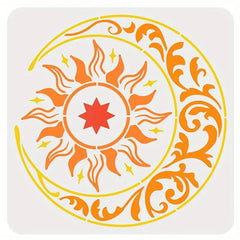 bohemian sun moon mandala wall art stencil for diy projects