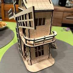 Cliths Wooden Windmill Model Kit DIY 3D Puzzle Building Set for Kids & Adults Home Decor Miniature