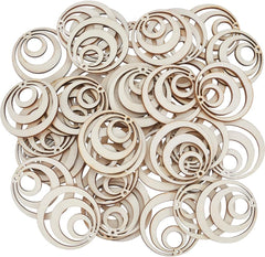American Elm 50 Pcs Wooden Circle Earring Blanks MDF Discs for Jewelry Making, Macrame Pendants & Crafting Smooth Wood Rings
