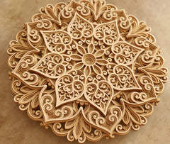 American Elm 7 Layer Flower Mandala Wall Art 3D Wooden Decor MDF Cutout for Wall Hanging