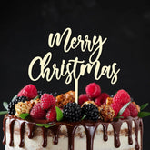 Cliths Rustic "Merry Christmas" Cake Topper Wooden Holiday Decor for Xmas Cakes, Winter Weddings & Birthday Parties